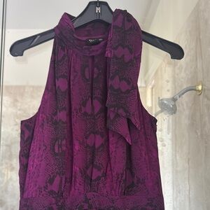 Vince Camuto Purple Sleeveless Tie Front Blouse